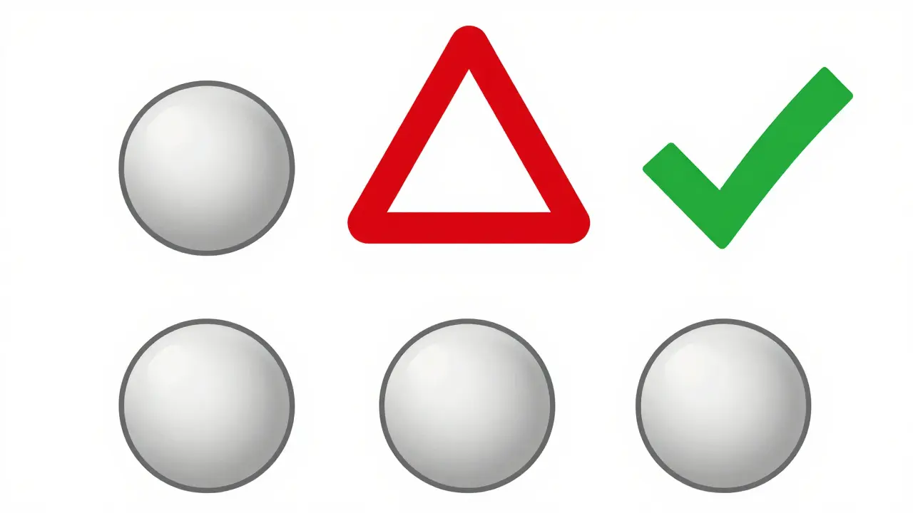 A minimalist comparison of antidepressants as icons—citalopram with warning, escitalopram with checkmark, others neutral—in mid-century modern design.