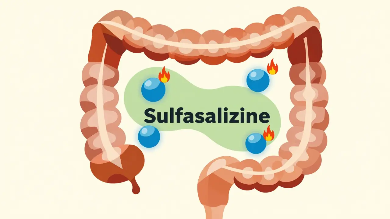 Abstract illustration of anti-inflammatory medicine working in the body
